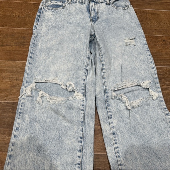 Pacsun high waist baggy ripped distressed jean light wash style #: 860BT241920 - Picture 3 of 7